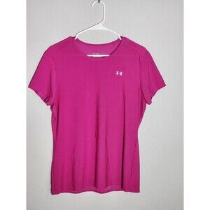 Under Armour Womens L Pink HeatGear Performance T Shirt Short Sleeve Active